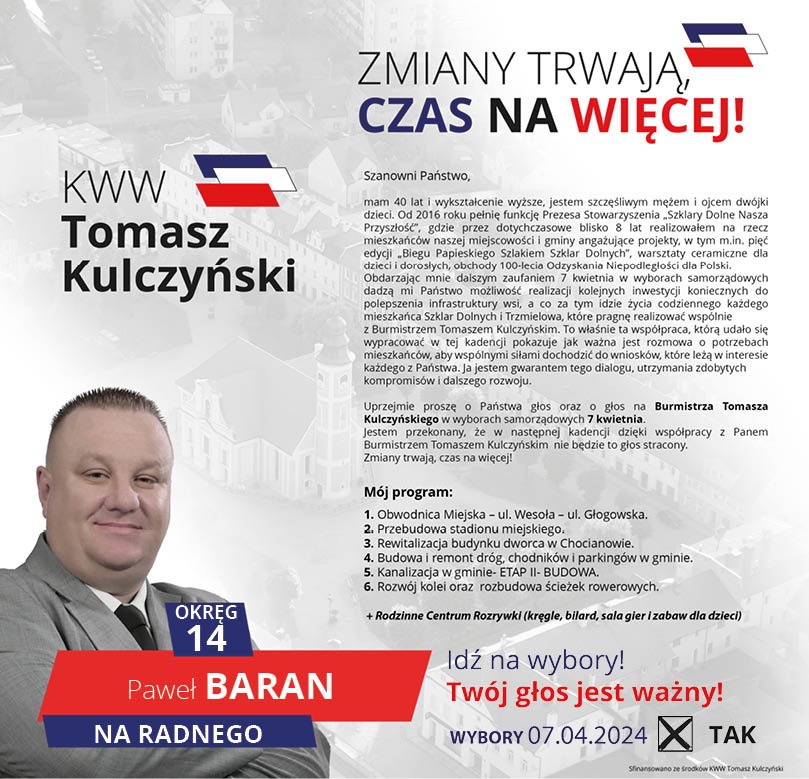 Sylwetki kandydatów do Rady Miejskiej, odc. 14: Paweł Baran 